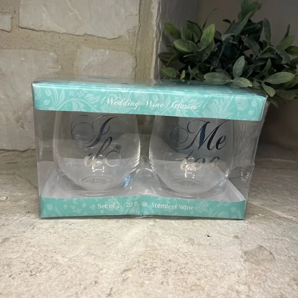 Raise The Bar Wedding stemless wine glasses 20oz  New